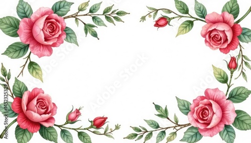 Delicate watercolor roses & ivy, vintage style, wallpaper, elegant, ivy
