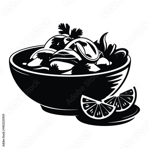 Peruvian ceviche lime Silhouette, Vector, Icon, Logo, White Background.