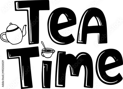 Tea Time Typography Design Graphic
