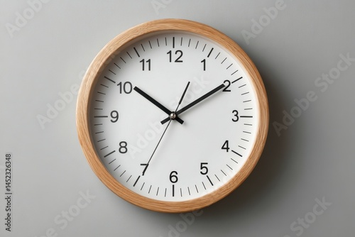 Simple Wooden Wall Clock, Time Management Concept, Mockup, Background, Photography
