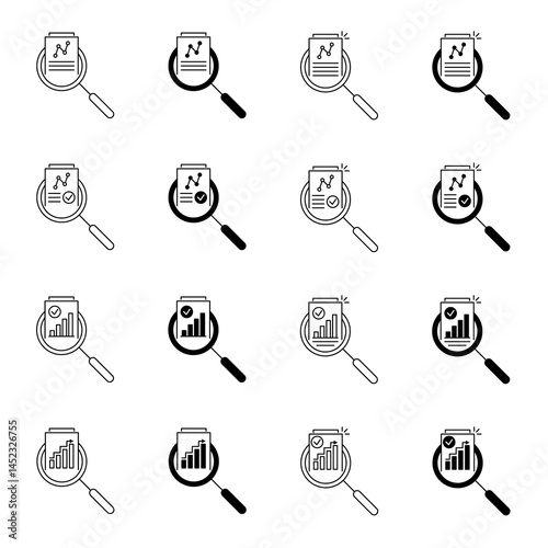 Audit and Data Analysis icon set. Audit and Data Analysis vector icon in line design for web design, logo and mobile app. Symbol of Audit and Data Analysis on white background. Vector illustration.