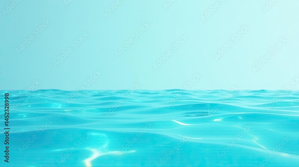 Obraz premium Serene Aqua Gentle Waves on a Calm Ocean Surface, a Tranquil and Peaceful Scene Ideal for Relaxation and Backgrounds