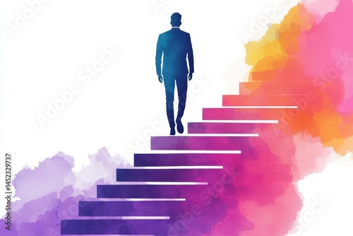 Wallpaper Mural entrepreneurship skills problem solving growth mindset. Entrepreneurs thriving on challenge, seeing every problem as a stepping stone to growth, watercolor style Torontodigital.ca