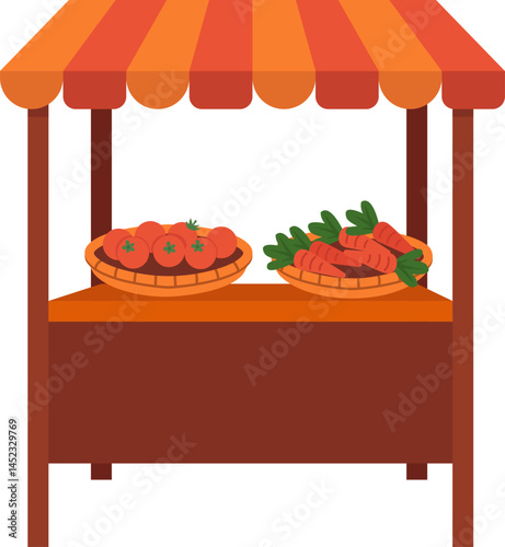 Vibrant Farm Stand: Fresh Tomatoes and Carrots Await!