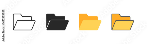 Folder icons set representing file organization, file management and storage.