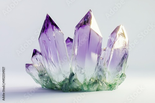 Cluster of amethyst crystals, vibrant hues and textures. photo