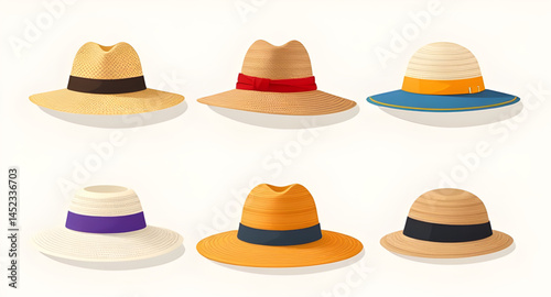 set of hats isolated ,set of hats , collection of hats ,cowboy hats, diffrent types of hates model vector illustration