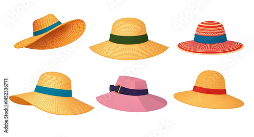 set of hats isolated ,set of hats , collection of hats ,cowboy hats, diffrent types of hates model vector illustration