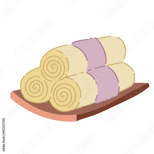 Vector illustration of cute spa towels. Ideal for home decoration, wellness and self-care. A simple, cozy and attractive aesthetic in a soft pastel color palette.