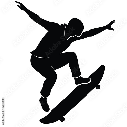 Skateboard Trick in Air Silhouette