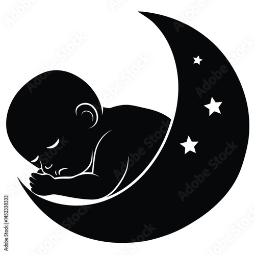 Sleeping Baby with Moon Silhouette