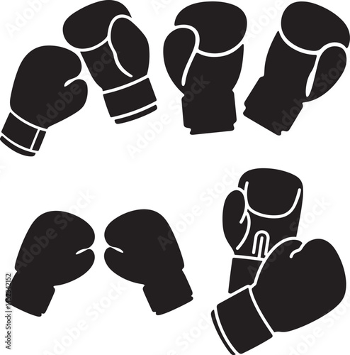 Black silhouette of a man with a set of boxing gloves, a vector icon illustration
