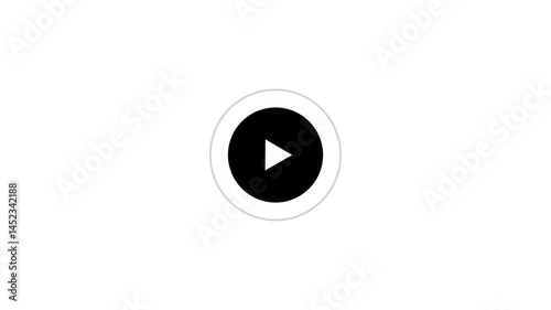 Play button, play icon, video play icon for website and mobile design animation on black background. glowing play button animation. Press to play icon animated video