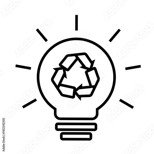 Light bulb icon with recycling icon on white background vector