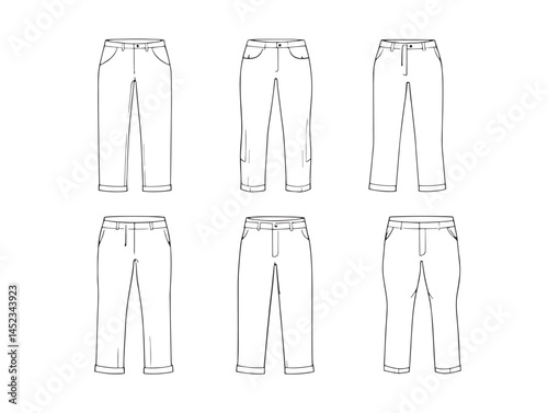 Dress Pants Line Art for Fashion Illustration and Design