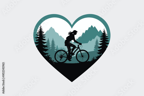 mountain biking illustration silhouette vector