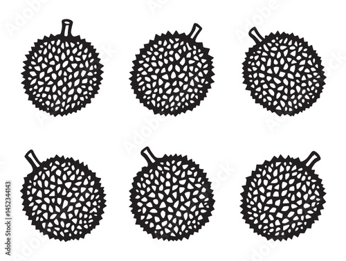 Durian Fruit Line Art Design for Stock Illustration