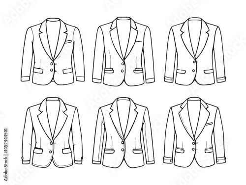 Elegant Blazer Outline Line Art for Fashion Illustrations