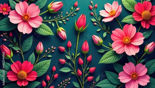 Intricate floral wallpaper with a consistent motif , wallpaper, seamless, leaves