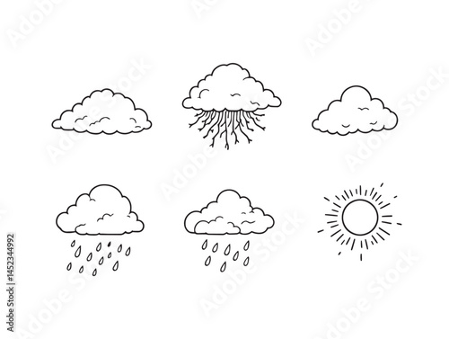 Elegant cloud vector line art for website and branding