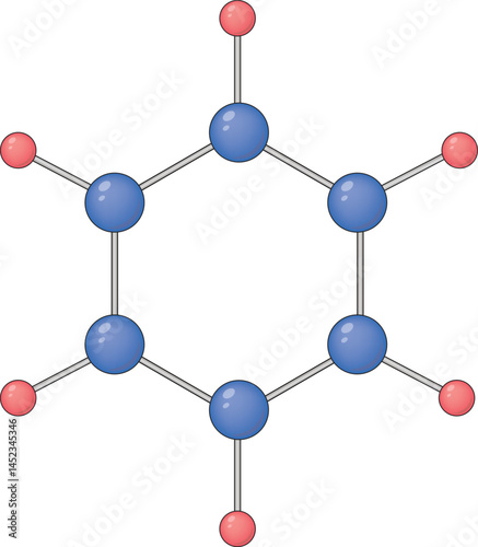 3D drawing of cyclohexane, cyclohexane is produced by hydrogenating benzene in the presence of a Raney nickel catalyst. It is a cycloalkane with the molecular formula C6H12.