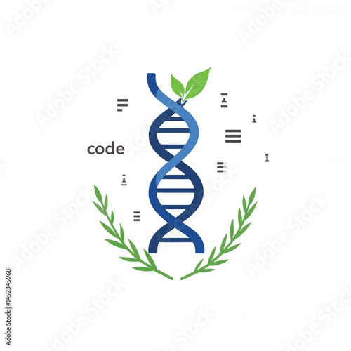 DNA strand symbolizing genetic growth and digital information, science