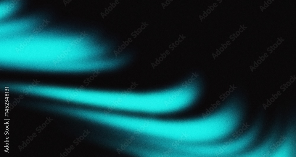 Dark grainy background, glowing sky blue abstract noise texture wave shape on black banner poster header backdrop, copy space Dark grainy background, glowing sky blue abstract noise texture wave shape on black banner poster header backdrop, copy space
