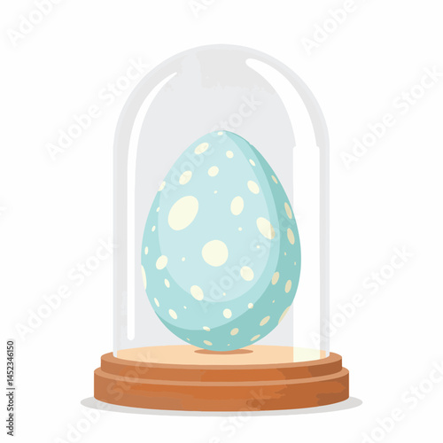 Rare bird's egg under glass dome, symbol of protection and rarity