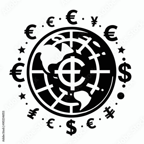 Black and White SVG of Global Economy