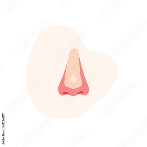 Stylized geometric nose illustration in soft pastel colors, minimalism