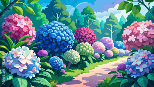 Between old stones and sunlit ways,
Hydrangeas charm the summer days.
Brittany’s grace in floral form,
A peaceful bloom in nature’s warm.