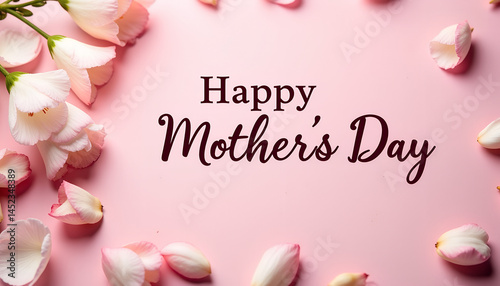 Mother's Day celebration with pink flowers on a soft background  