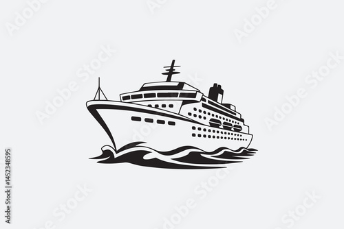cruise ship illustration silhouette vector