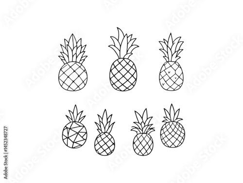 Elegant Pineapple Line Art for Creative and Stylish Illustrations