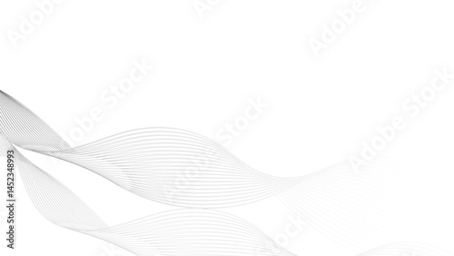 White technology wave lines on transparent background