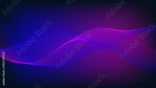 Abstract futuristic minimal dark blue and dark pink technology wave lines. Abstract blue waves. Abstract blue wave background. Futuristic technology style.