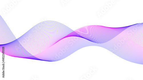 Blue and pink technology wave lines on transparent background