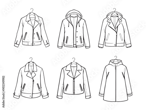Elegant Suede Jacket Line Art for Stylish Apparel Designs