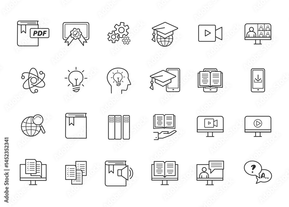 Online Learning Icons Education Simplified Online Learning Icons Education Simplified