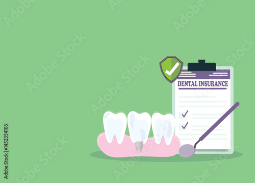 Vector drawing of tooth implant in between other teeth.
