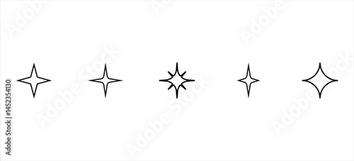 Set of original star sparkle shapes. Abstract shine effect vector sign. Retro futuristic bright vector icons collection. Glowing light effect, twinkle templates stars and bursts, shiny flash.