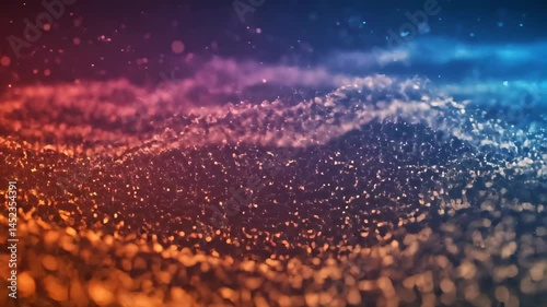 Abstract Glowing Particles with Colorful Gradients Flowing in a Wave Pattern