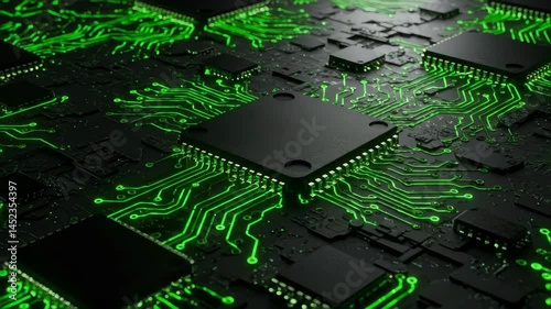 Glowing Green Circuit Board Technology Background