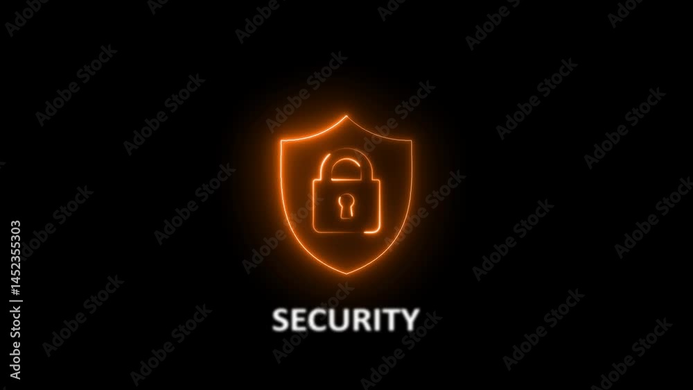 Glowing neon Web Security Shield Padlock Icon, shield security padlock icon, digital protection lock icon animation . Glowing neon Web Security Shield Padlock Icon, shield security padlock icon, digital protection lock icon animation .