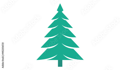 This is a green vector illustration of an isolated christmas fir tree, a holiday decoration for the winter season and xmas celebration