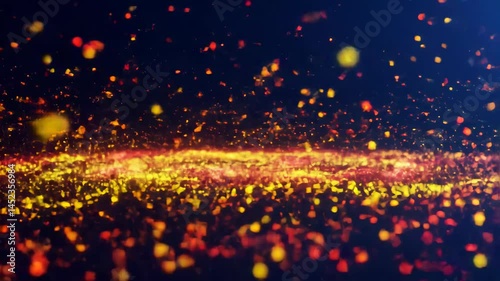 Abstract Glowing Particles Rotating in Circular Formation on Dark Background