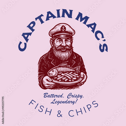 captain character logo vintage design illustration
