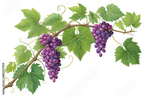 Fresh grape vine isolated transparent background