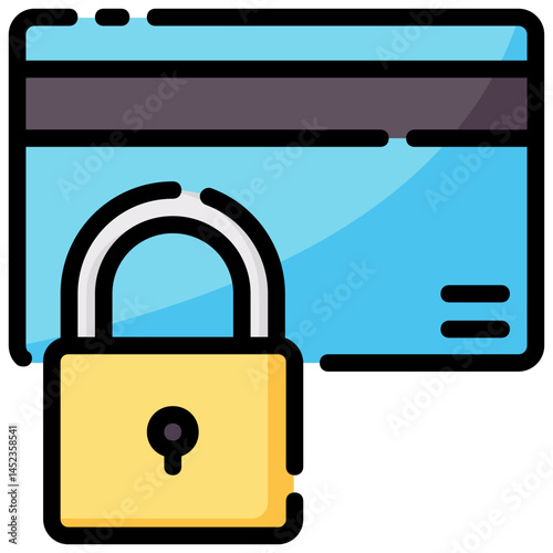 credit card lock vector filled outline icon