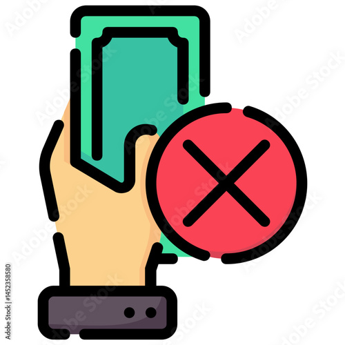 no cash payment vector filled outline icon
